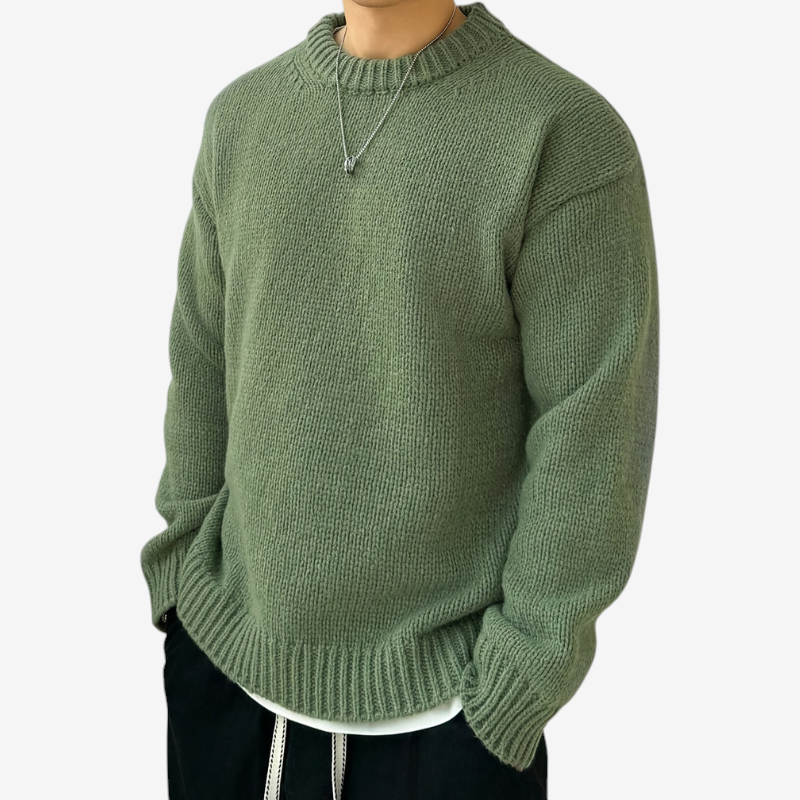 Warmth - Men's Sweater with Classic Round Neck Design