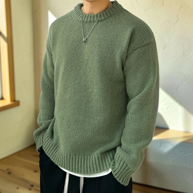 Warmth - Men's Sweater with Classic Round Neck Design