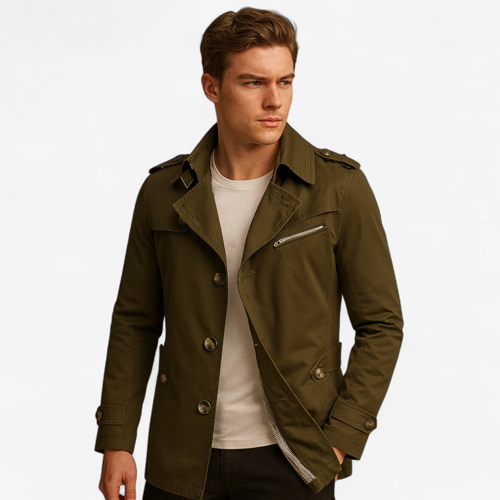 Benjamin – Trench-coat à fermeture simple avec col retourné