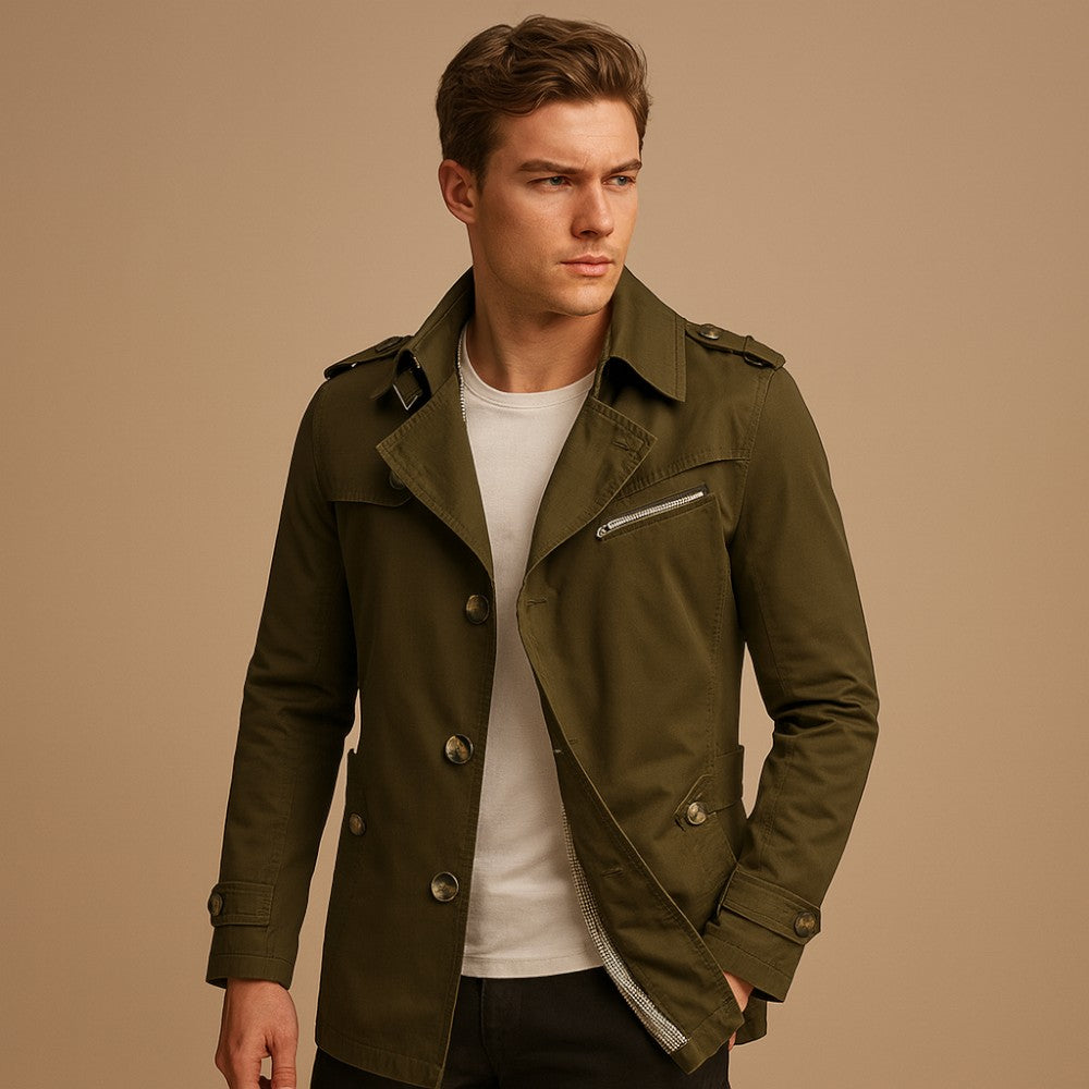 Benjamin – Trench-coat à fermeture simple avec col retourné