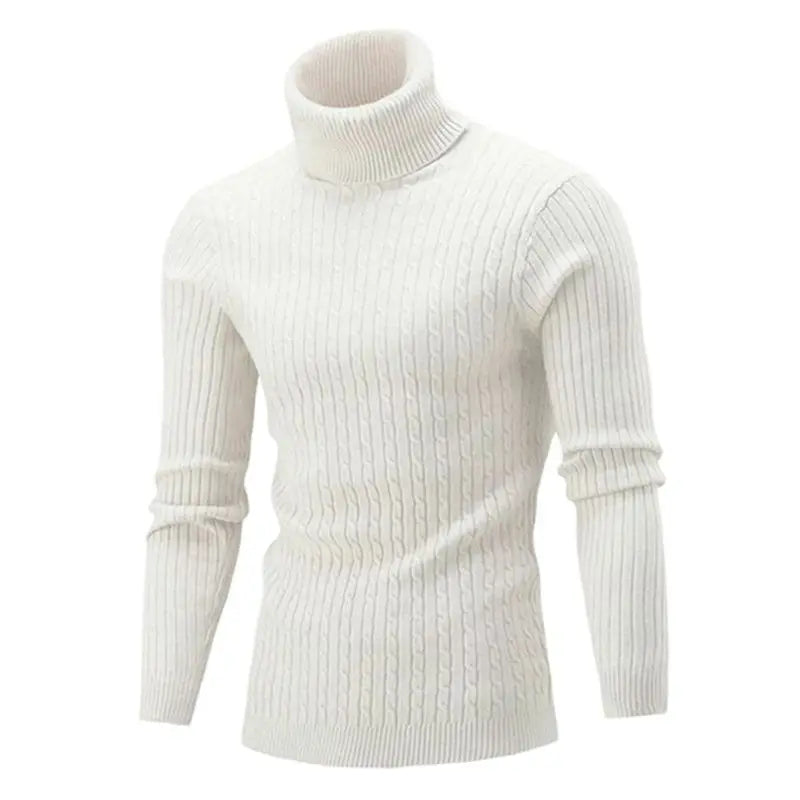KnitLedger - Camisola de gola alta para homem em malha entrançada