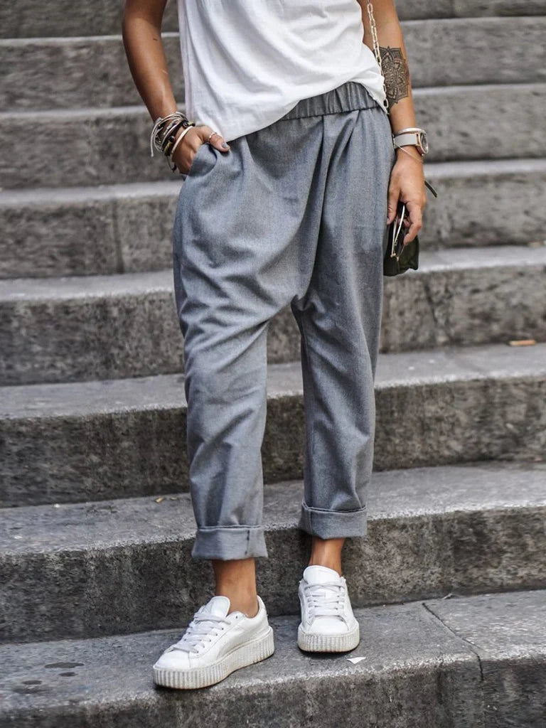 Harry – Pantaloni casual largi cu talie elastică