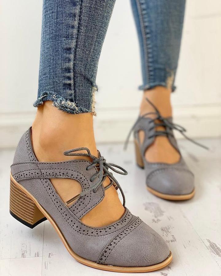 Isabella - Pantofi Oxford eleganți cu toc înalt și design cu șireturi