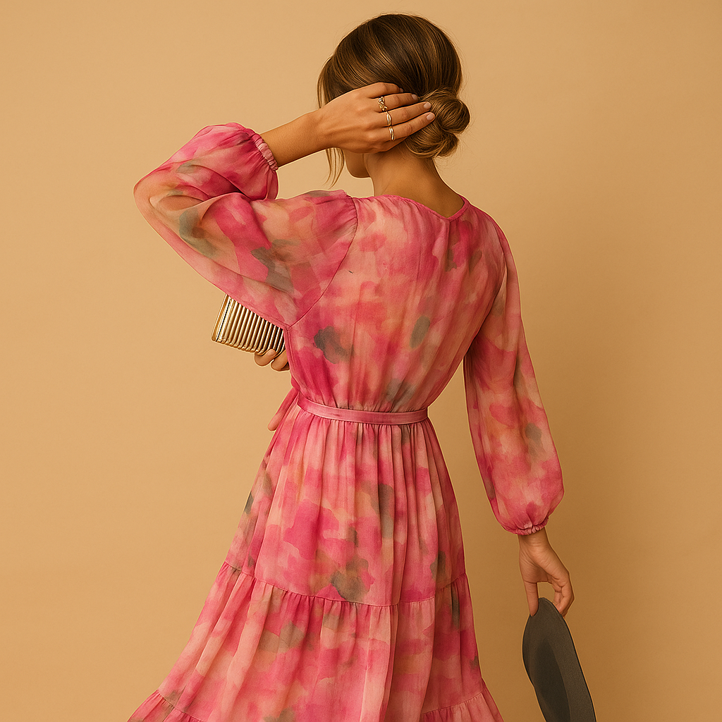 Isabella - Robe élégante à manches longues et décolleté en V profond