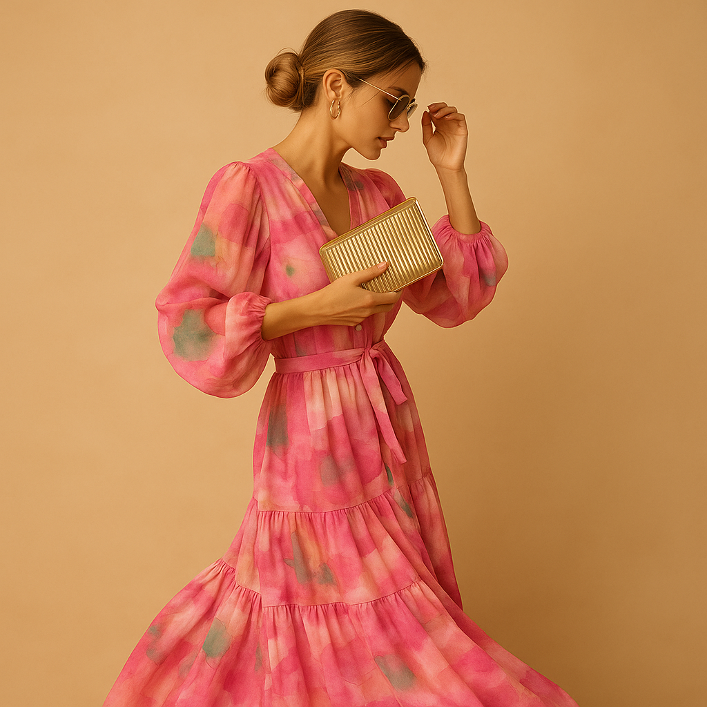 Isabella - Robe élégante à manches longues et décolleté en V profond